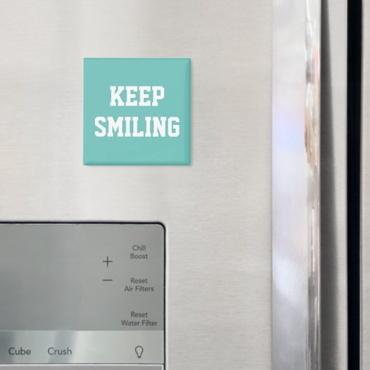 Gardez le sourire, turquoise aimant blanc (In situ (réfrigérateur))