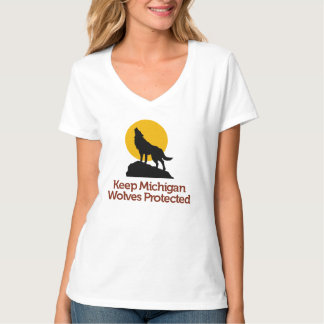 Gardez le T-shirt protégé par loups du Michigan :