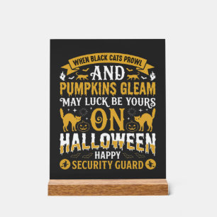 Gardien de sécurité Halloween chats noirs et citro