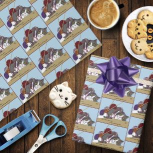 garen breien grappige kat cadeaupapier