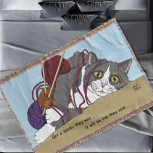 garen breien grappige kat deken