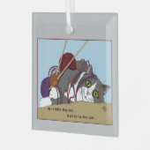 garen breien grappige kat glas ornament (Voorkant links)