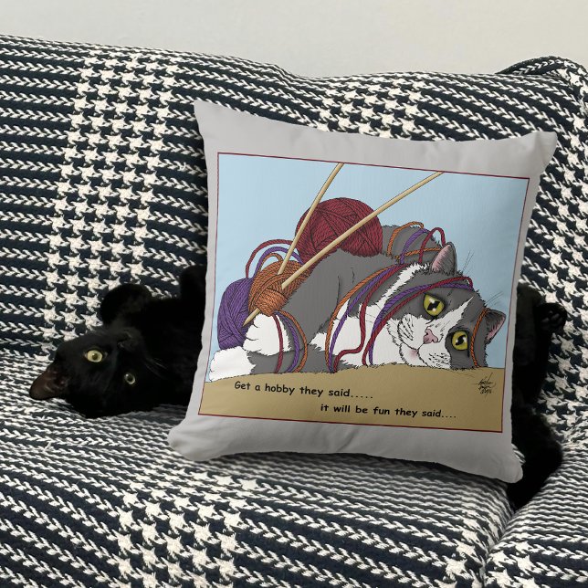garen breien grappige kat kussen (Creator heeft geüpload)