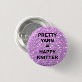" GAREN = HAPPY KNITTER" RONDE BUTTON 3,2 CM (Voorkant /achterkant)