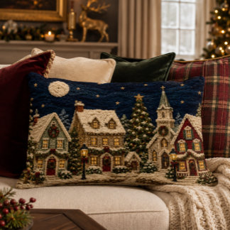 Garen Kerst Dorp 16x12 Accent Kussen