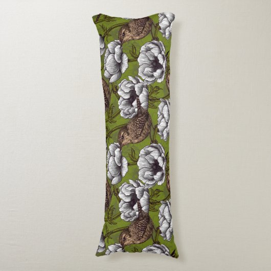 Garens in de witte anemontuin lichaamskussen (Voorkant Verticaal)