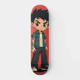 Garens met tatoeages in cartoonstijl skateboard
