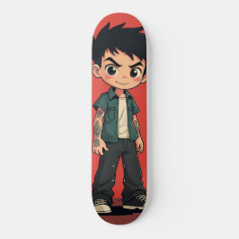 Garens met tatoeages in cartoonstijl skateboard