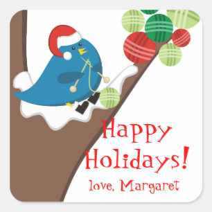 Garens voor kerstfeestdagen, van breipennen voor v vierkante sticker