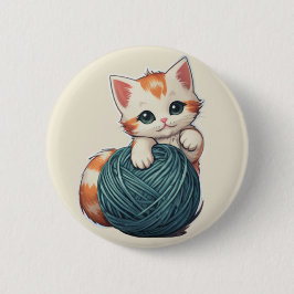 Garenspel - kitten ronde button 5,7 cm