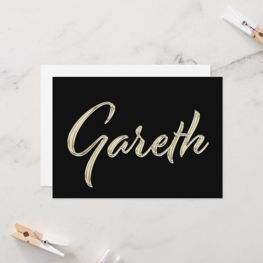 Gareth Name white gold Handwriting Karte Kaart (Voorkant / Achterkant in situ)