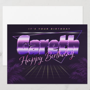 Gareth prénom carte rétro violet anniversaire