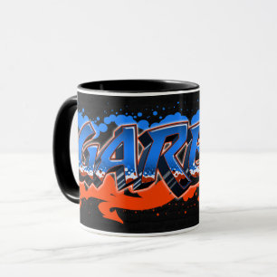 Gareth Prénom Graffiti blue tasse orange