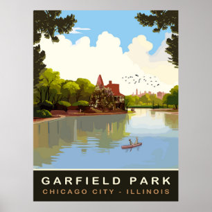 Garfield Park, Chicago, Illinois, Vintage Reizen Poster