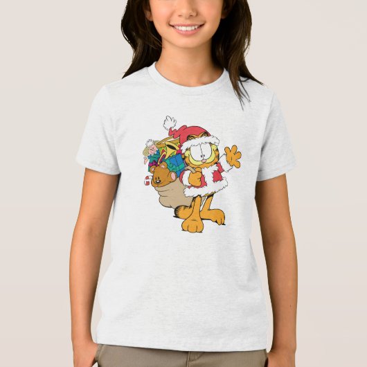 garfield santa cosplay Tri-Blend shirt (Voorkant)