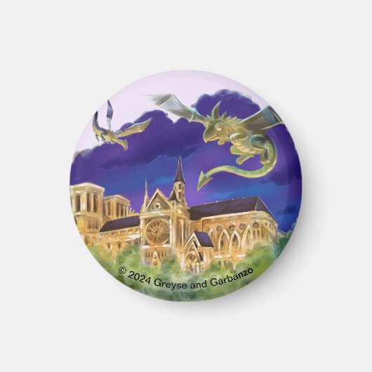 Gargouille Notre Dame - Aimant rond de Paris (Devant)