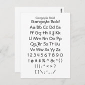 Gargoyle Bold - Zazzle Font Sampler Blad Briefkaart (Voorkant / Achterkant)