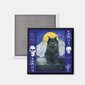 Gargoyle chat noir Aimant chaton Halloween (Recto/Verso)