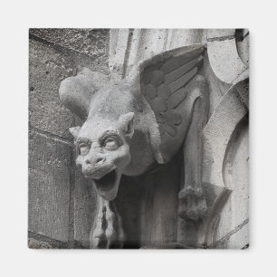 Gargoyle gothique ailé Magnet Carré noir et blan