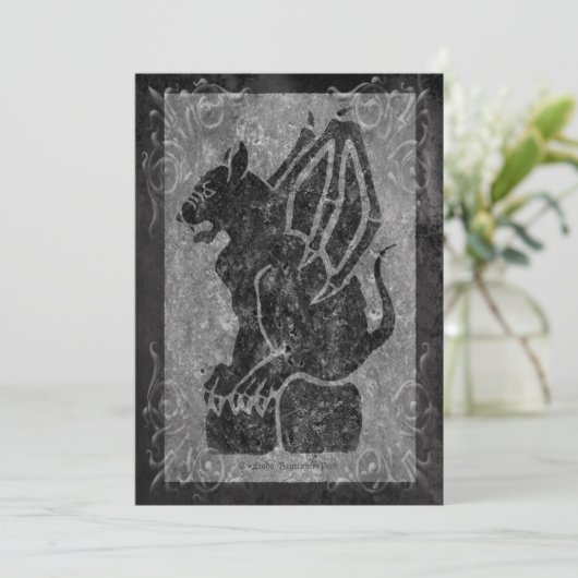 Gargoyle Gray Scrolls Kaart (Staand voorkant)