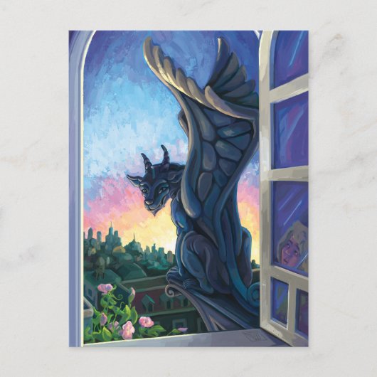 Gargoyle Guardian Fantasy Art Briefkaart (Voorkant)
