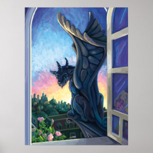 Gargoyle Guardian Fantasy Art Poster