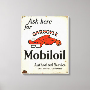Gargoyle Mobiloil geautoriseerde service teken Canvas Afdruk