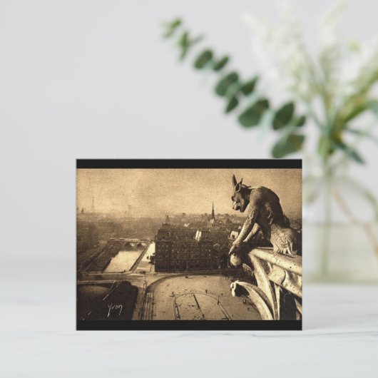 Gargoyle Notre Dame, Paris Frankrijk 1912 Briefkaart (Staand voorkant)