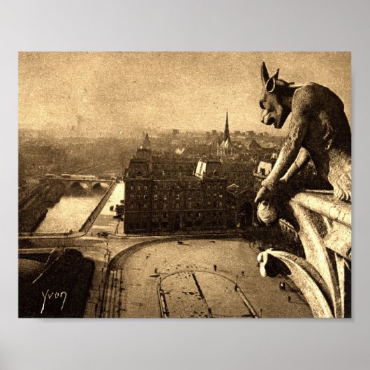 Gargoyle Notre Dame, Paris Frankrijk 1912  Poster (Voorkant)