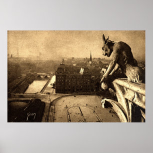 Gargoyle Notre Dame, Paris Frankrijk 1912  Poster