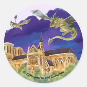 Gargoyle Notre Dame - Paris Klassieke Ronde Sticke Sticker