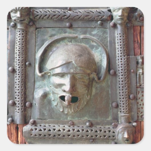 Gargoyle-paneel van de linkerdeur van het portaal, vierkante sticker (Voorkant)