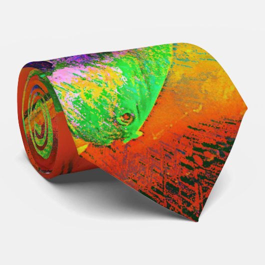 Garish Green Fish Necktie Stropdas (Opgerold)