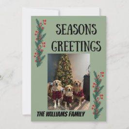 Garland and Berries Happy Holidays Card Feestdagenkaart