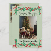 Garland and Bows Seasons Greetings Card Kaart (Voorkant / Achterkant)