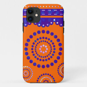 Garland ARTdeco violet blauw + uw achtergrondkleur iPhone 11 Hoesje