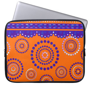 Garland ARTdeco violet blauw + uw achtergrondkleur Laptop Sleeve