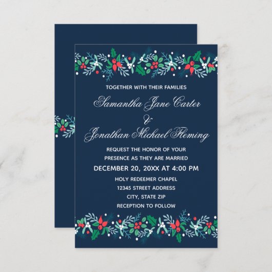 Garland bleu - Faire-part de mariage 3x5 (Devant / Derrière)