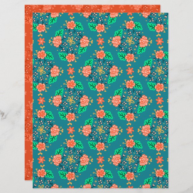 Garland Blue Scrapbook Paper (Voorkant / Achterkant)