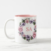 Garland monogramme de fleurs Mug (Gauche)