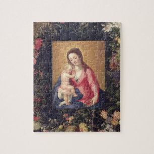 Garland of Fruit and Flowers with Virgin and Child Legpuzzel
