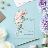 Garland roze pioenen eucalyptusblad Dank u Acryl Uitnodigingen (Insitu (Huwelijk))