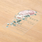 Garland roze pioenen eucalyptusblad RSVP Acryl Uitnodigingen (Laagn)