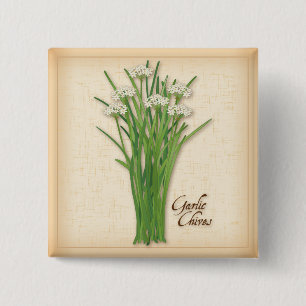 Garlic Chives Herb Vierkante Button 5,1 Cm