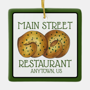 Garlic Knots Bread Roll Italy Food Restaurant Keramisch Ornament