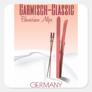 Garmisch Classic, Beierse Alpen Ski-poster Vierkante Sticker