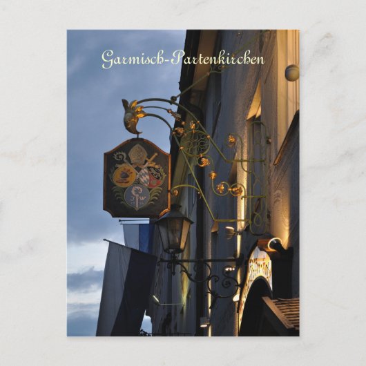 Garmisch-Partenkirchen bij briefkaart 's nachts (Voorkant)