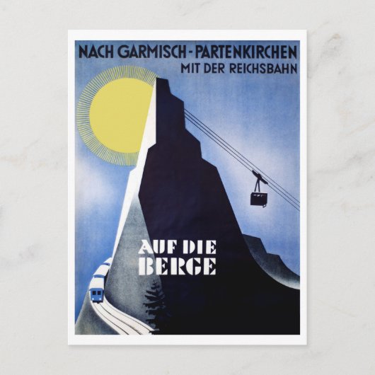 Garmisch Partenkirchen kabelauto. Bergpiek Briefkaart (Voorkant)