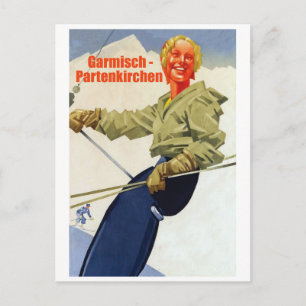 Garmisch-Partenkirchen, Meisje op Skilift Briefkaart