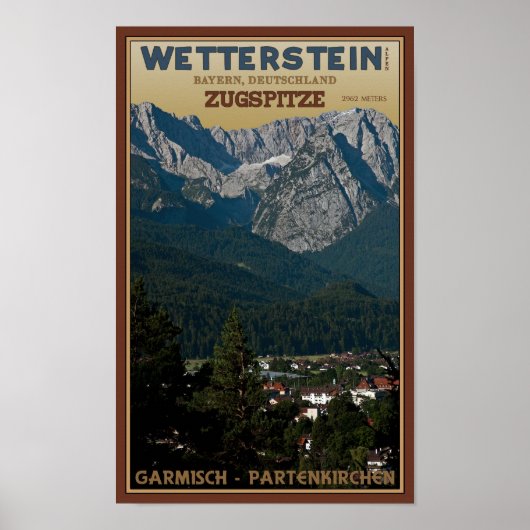Garmisch - Zugspitze boven de stad Poster (Voorkant)